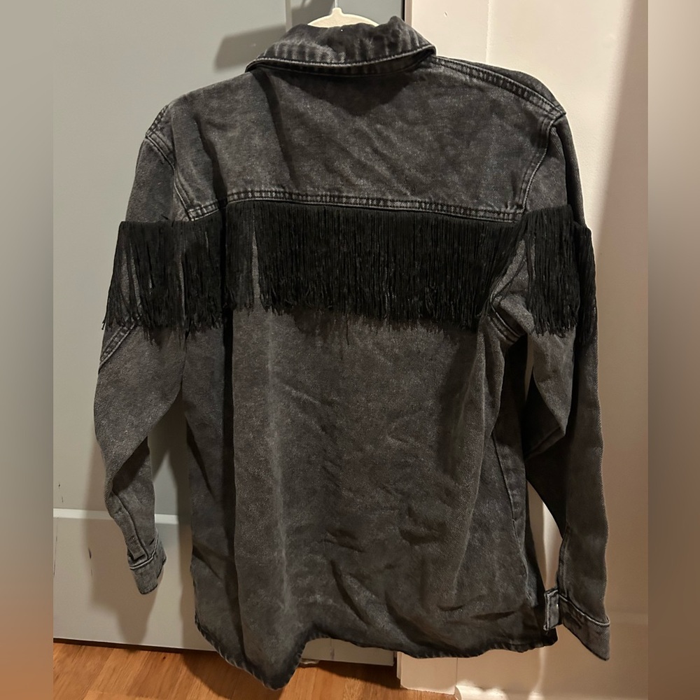 Nasty Gal Oversized Fringe Denim Jacket - Picture 2 of 4